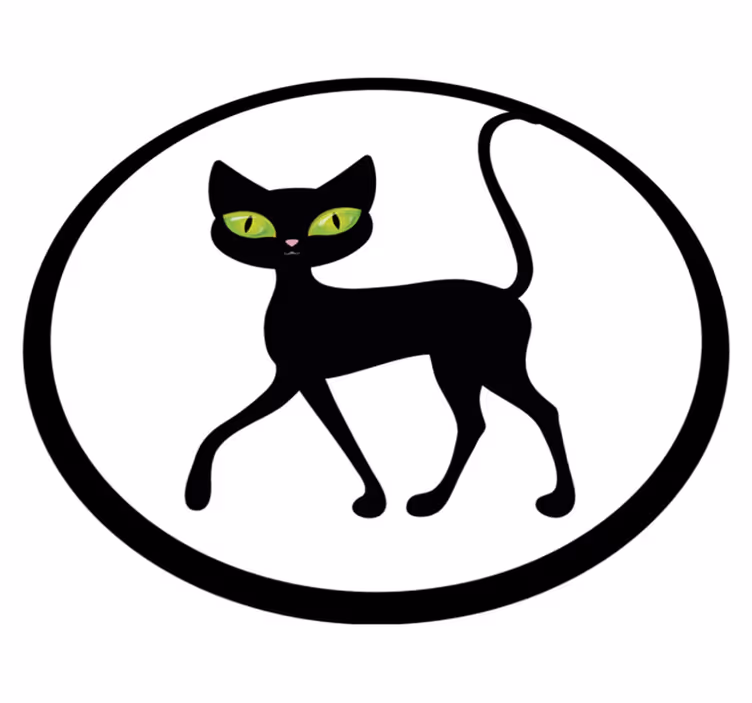 Czarny kot na białym tle podłogi w łazience - TenStickers