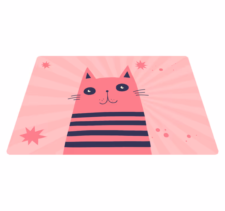 Dywan winylowy dla dziecka ilustracja różowego kota - TenStickers