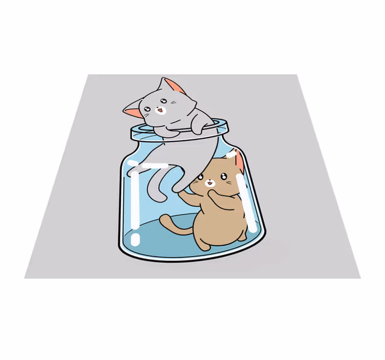Dywan winylowy zwierzęta słodki słoik z kotami - TenStickers