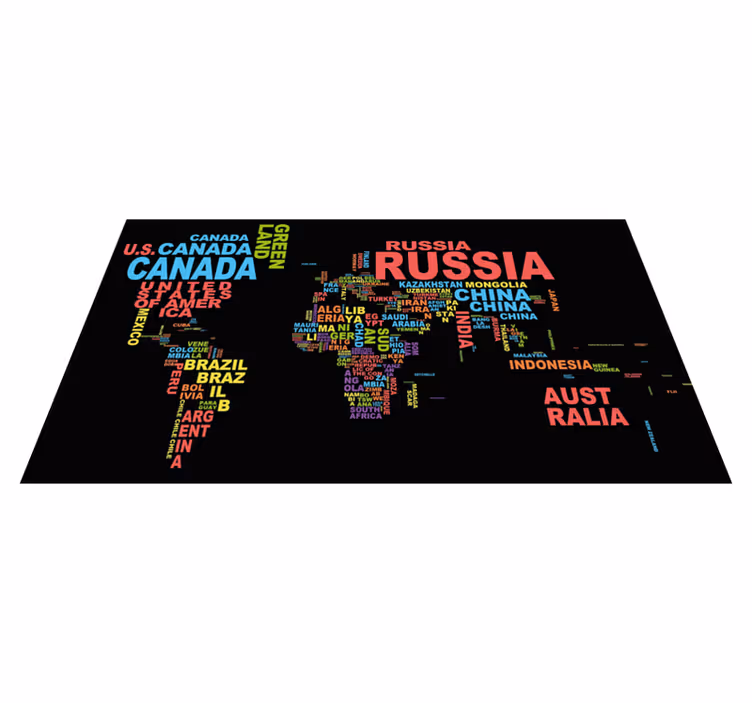 Dywan winylowy mapa świata typografia krajów - TenStickers