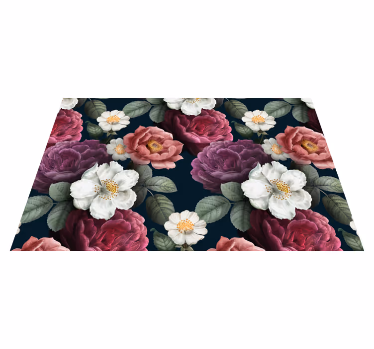 Dywan winylowy w kwiaty i rośliny w stylu botanicznym - TenStickers