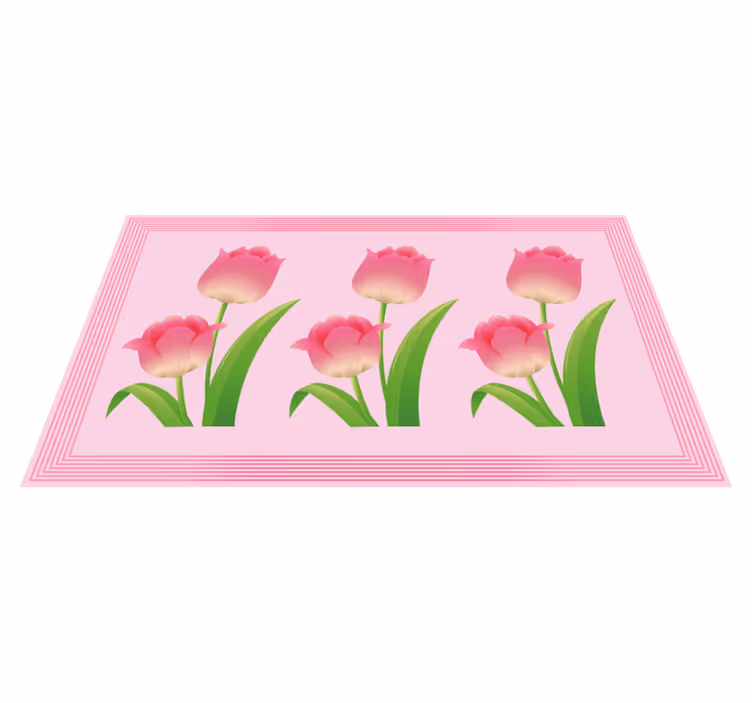 Dywan winylowy w kwiaty i rośliny wystawa różowych tulipanów - TenStickers