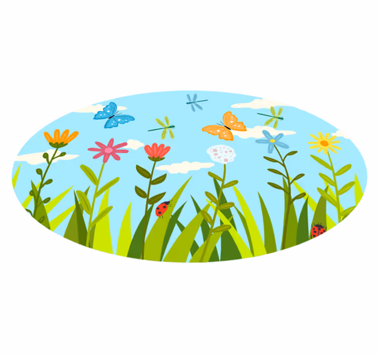 Dywan winylowy w kwiaty i rośliny scena ogrodu kwiatowego - TenStickers