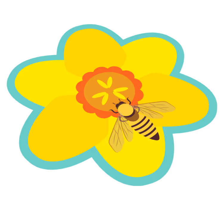 Dywan winylowy w kwiaty i rośliny pszczoła na słoneczniku - TenStickers