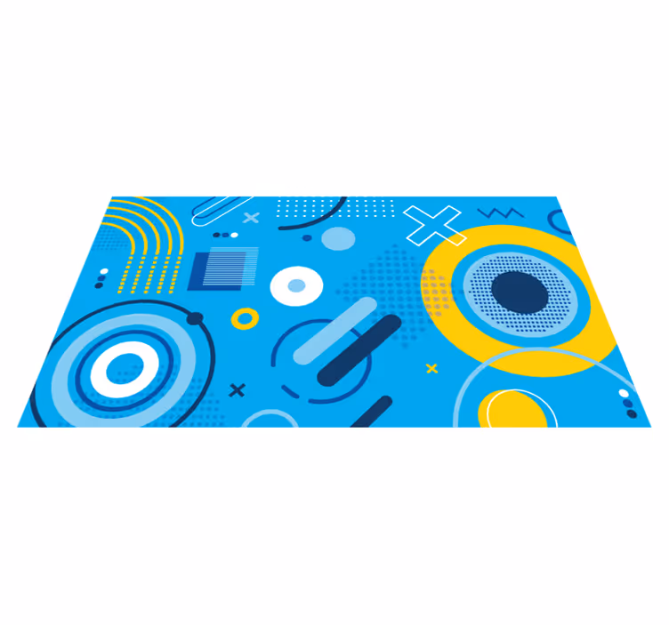 Dywan winylowy wzór geometryczny niebieski nowoczesny motyw - TenStickers