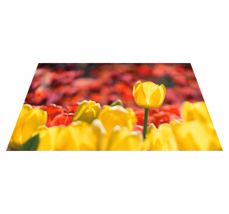 Dywan winylowy w kwiaty i rośliny tulipany w odcieniu żółtym - TenStickers