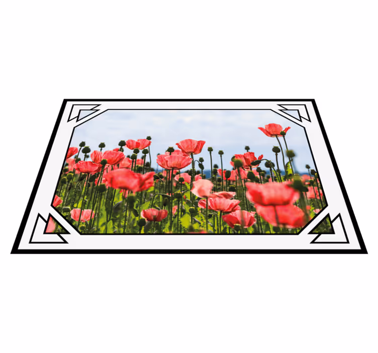 Dywan winylowy w kwiaty i rośliny kolorowe pole maków - TenStickers
