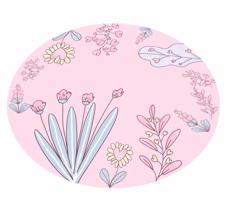 Dywan winylowy w kwiaty i rośliny w serca - TenStickers