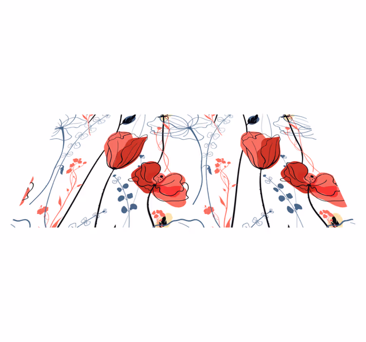 Elegancki dywan w kwiaty z czerwonymi makami - TenStickers
