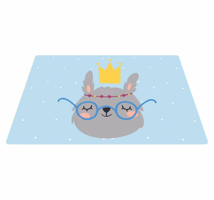 Dywan winylowy dla dziecka szary królik w okularach - TenStickers