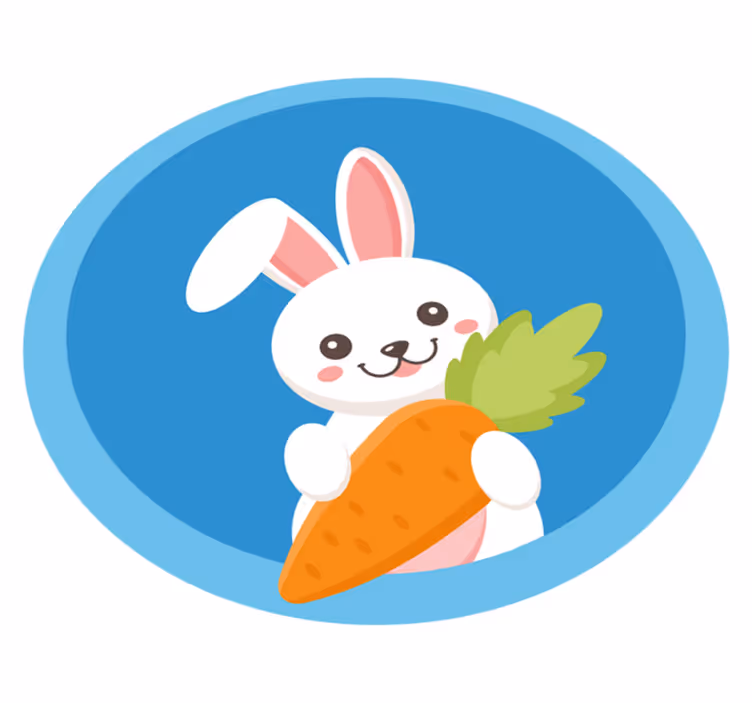Dywan winylowy zwierzęta szczęśliwy króliczek z marchewką - TenStickers