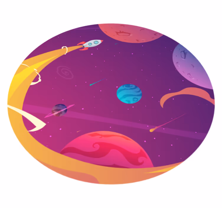 Dywan winylowy w gwiazdki kosmiczna podróż rakietą - TenStickers