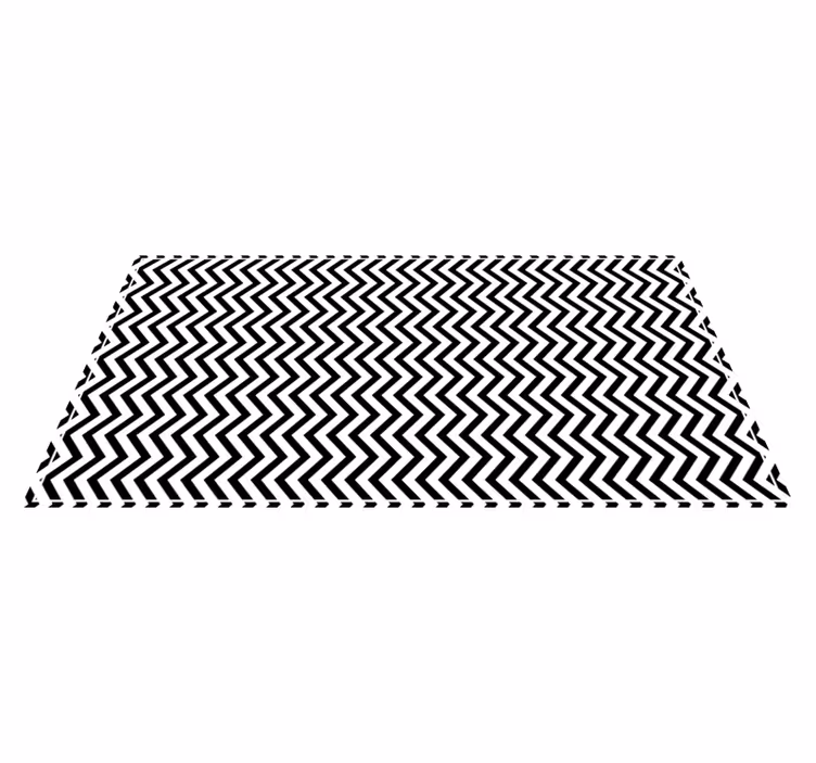 Dywan winylowy wzór geometryczny szewron czarno-biały - TenStickers