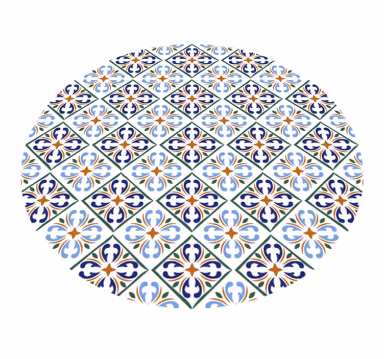 Dywan winylowy imitacja płytek niebieskie geometrie - TenStickers