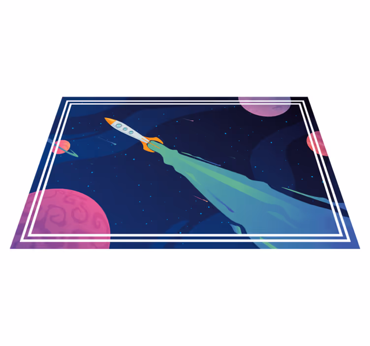 Dywan winylowy w gwiazdki statek kosmiczny na orbicie - TenStickers