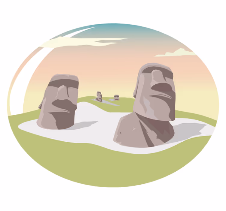 Dywan winylowy natura sylwetki kamiennych moai - TenStickers