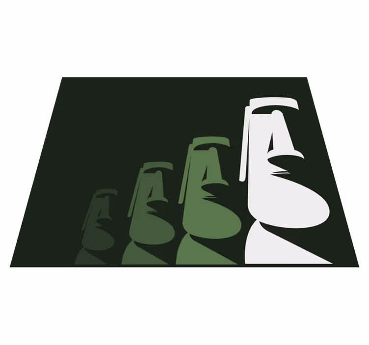 Dywan winylowy do salonu zarys posągów moai - TenStickers