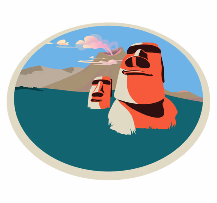 Dywan winylowy mapa świata ilustracja posągów moai - TenStickers