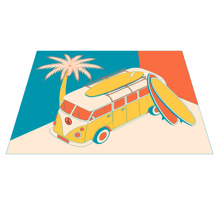 Hipis mini bus vintage dywan - TenStickers