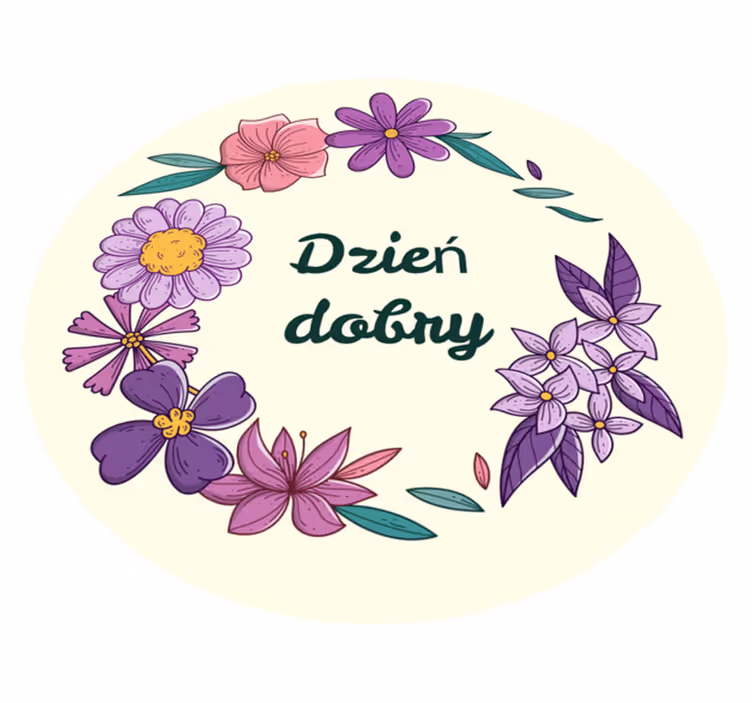 Dzień dobry z niestandardowym dywanikiem w kwiaty - TenStickers