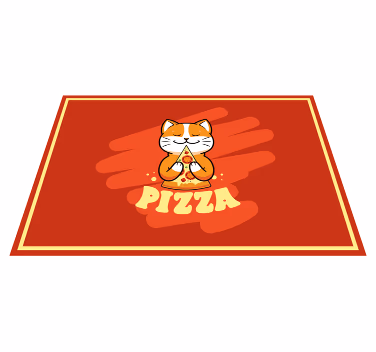 Dywan winylowy do kuchni słodki kot z pizzą - TenStickers