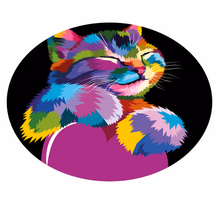 Dywan winylowy zwierzęta żywa ilustracja kota - TenStickers