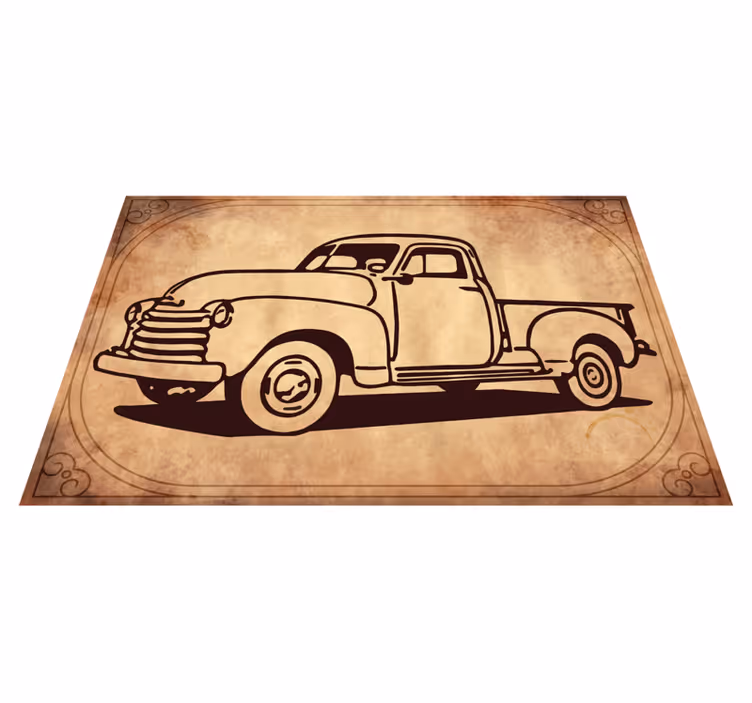 Dywan winylowy retro klasyczna sylwetka ciężarówki - TenStickers