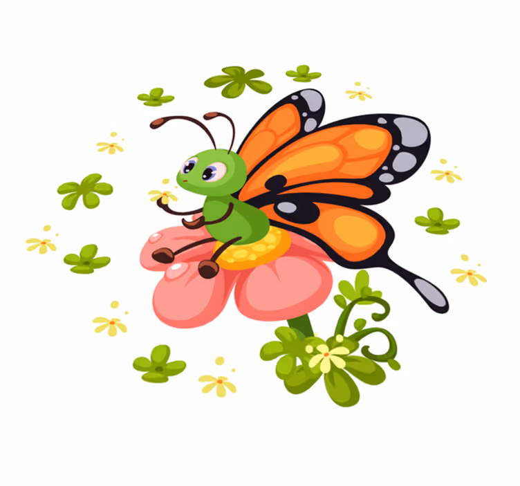 Dywan winylowy dla dziecka kolorowa radość motyla - TenStickers