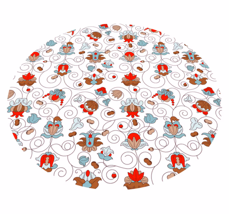 Dywan winylowy w kwiaty i rośliny w okrągłe akcenty - TenStickers