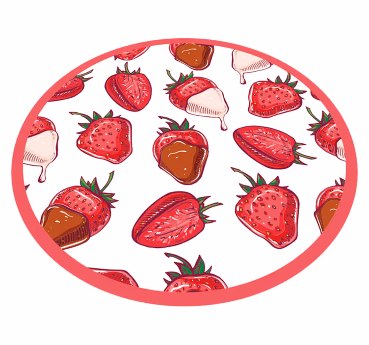 Okrągły dywan winylowy słodka rozkosz truskawkowa - TenStickers