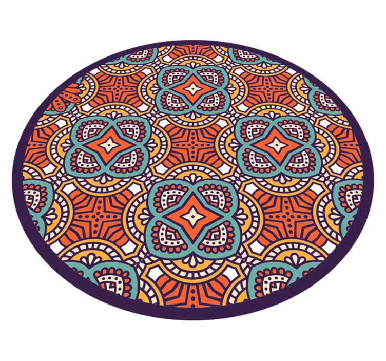 Dywan winylowy z mandalą kolorowa harmonia geometryczna - TenStickers