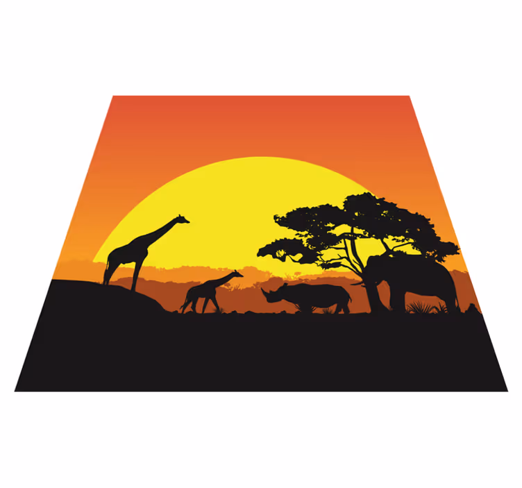 Dywan winylowy zwierzęta scena safari o zachodzie słońca - TenStickers