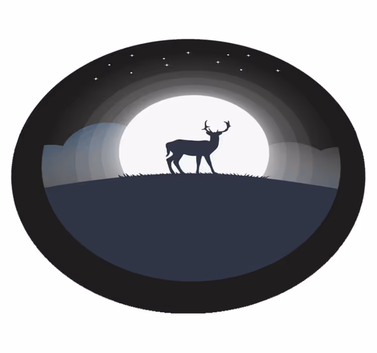 Okrągły dywan winylowy jeleń pod księżycem - TenStickers