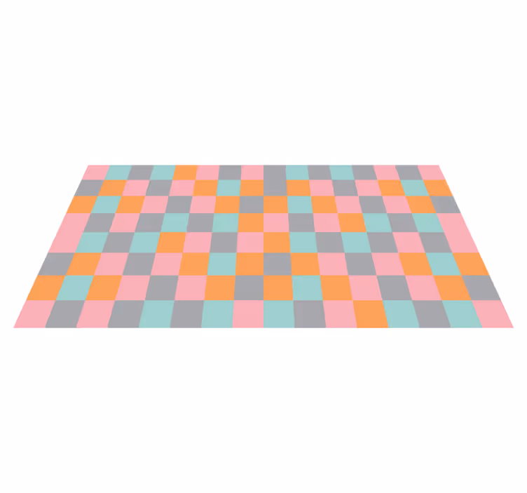 Dywan winylowy wzór geometryczny kolorowa szachownica - TenStickers