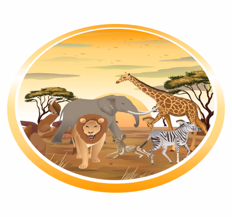 Dywan winylowy zwierzęta safari zwierzęca przygoda - TenStickers