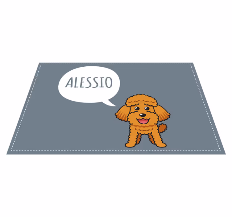Dywan winylowy z imieniem szczęśliwy szczeniak pudla - TenStickers