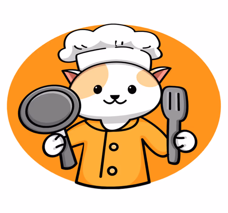 Dywan winylowy do kuchni pomarańczowy kot kucharz - TenStickers
