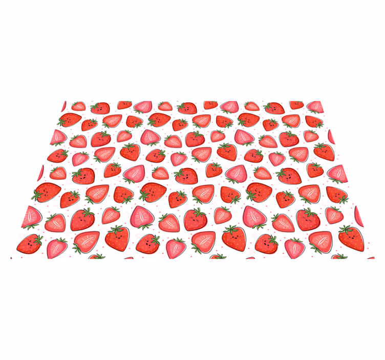 Dywan winylowy w kwiaty i rośliny uroczy motyw truskawkowy - TenStickers
