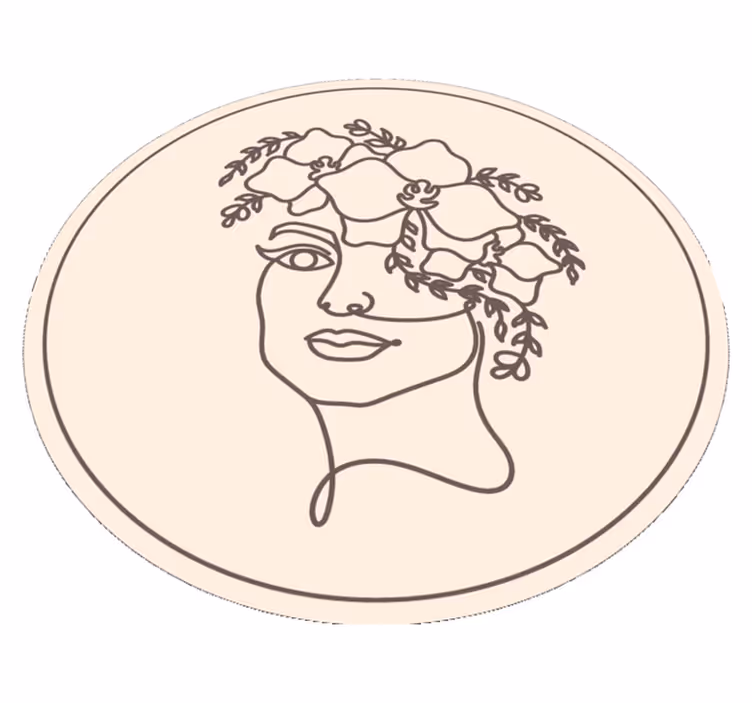 Okrągły dywan winylowy ilustracja szkicu botanicznego - TenStickers