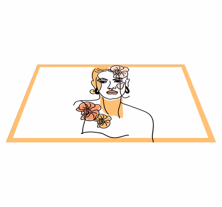 Minimalistyczna twarz z kwiatowym dywanikiem ze storczykami - TenStickers