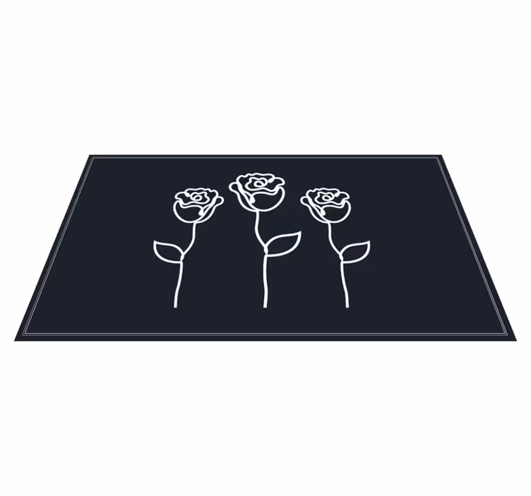 Dywan winylowy w róże - czarny, minimalistyczny design - TenStickers