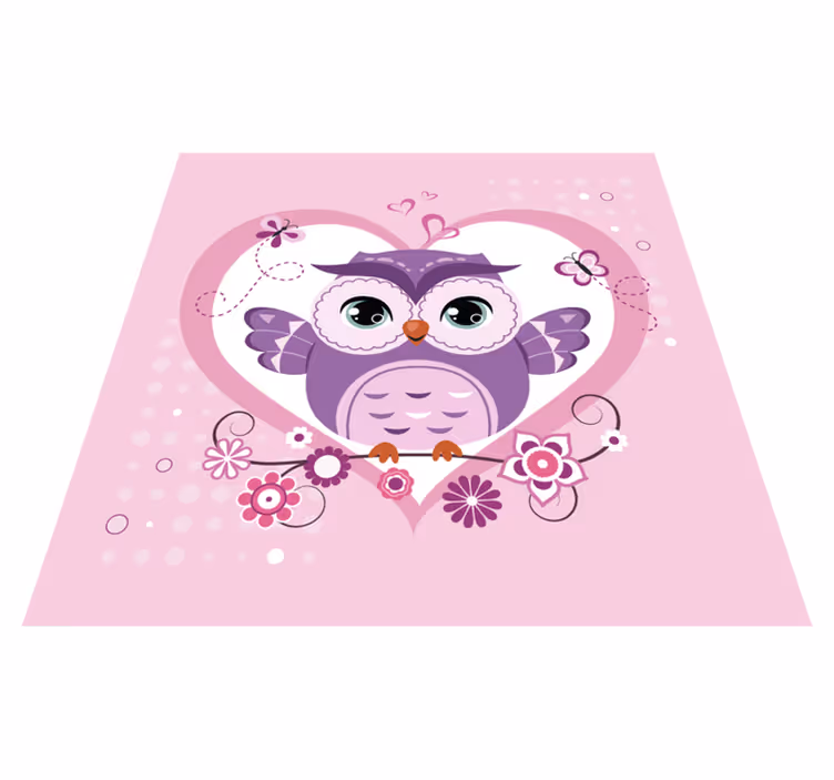 Dywan winylowy dla dziecka słodkie serce sowy - TenStickers