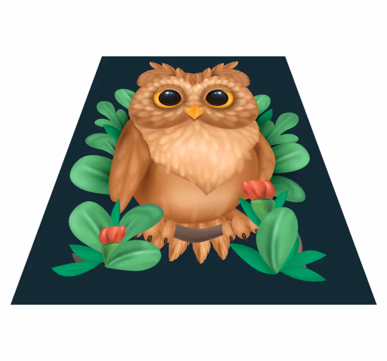 Dywan winylowy zwierzęta słodka ilustracja sowy - TenStickers