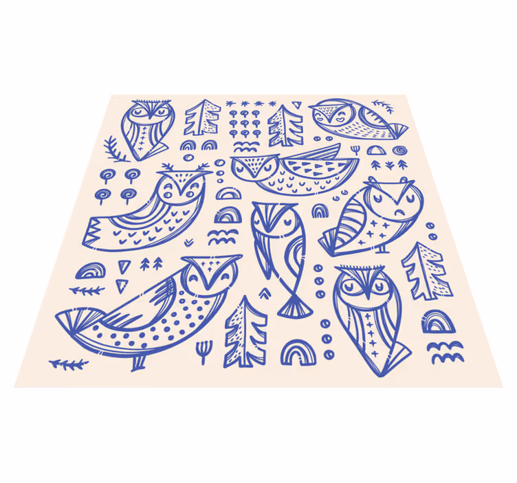 Dywan winylowy dla dziecka fantazyjne wzory sów - TenStickers
