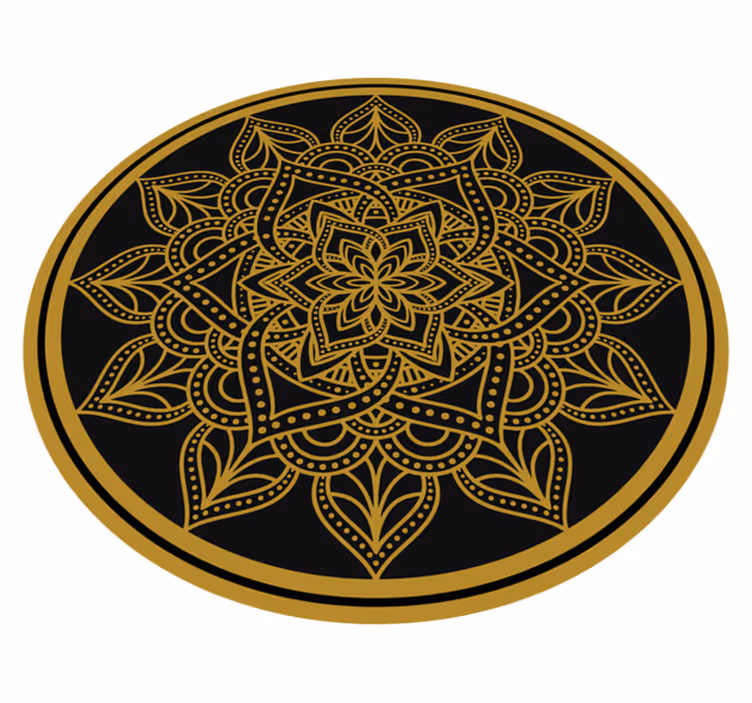 Dywan winylowy do jadalni mandala ze złotym słońcem - TenStickers