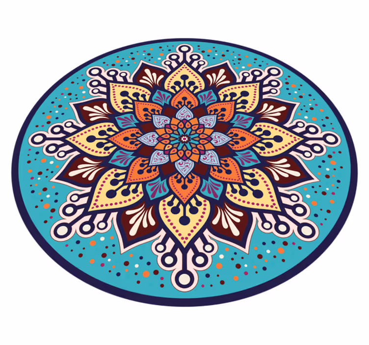 Dywan winylowy mandala z kolorową sztuką w okręgu - TenStickers