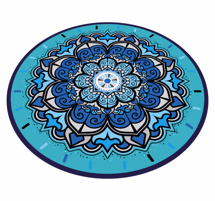 Okrągły dywan winylowy skomplikowana niebieska mandala - TenStickers