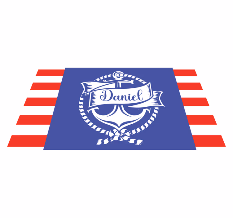 Dywan winylowy z imieniem projekt kotwicy morskiej - TenStickers