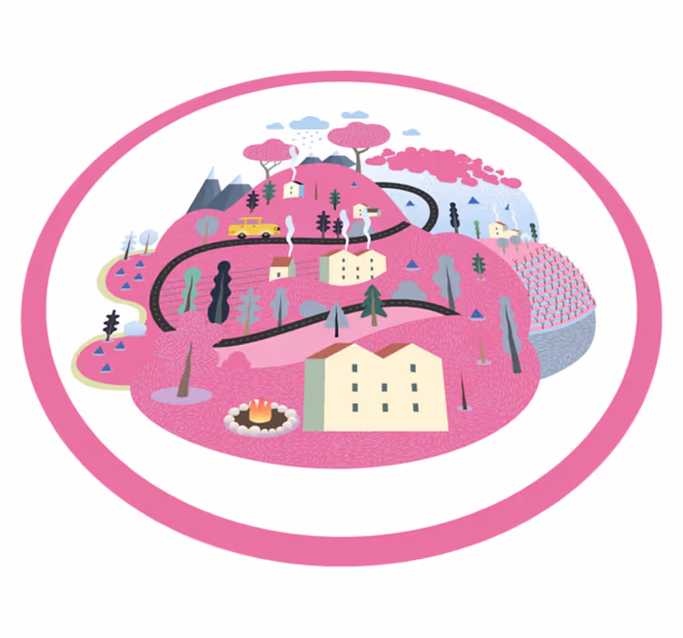 Dywan winylowy ulice kolorowa scena wiejska - TenStickers