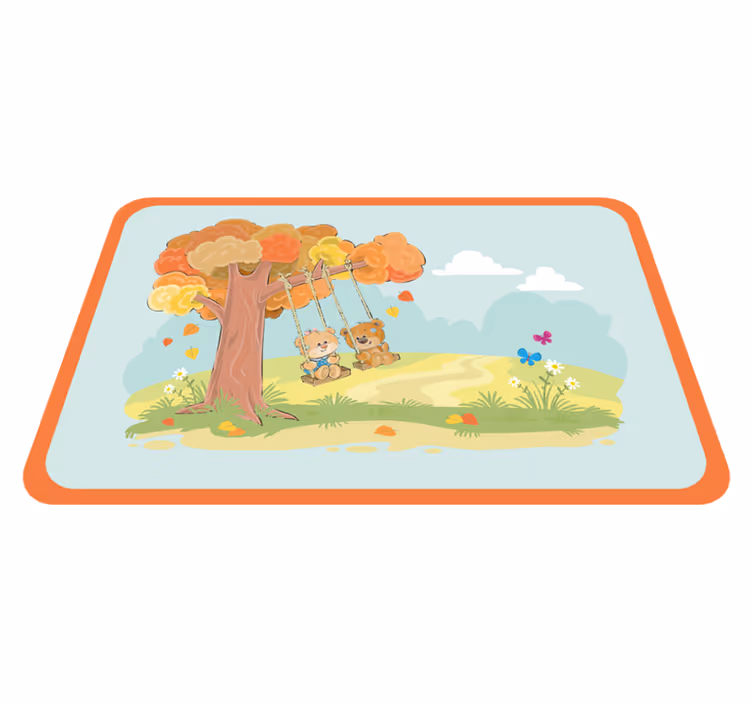 Dywan winylowy dla dziecka małe misie na huśtawkach - TenStickers
